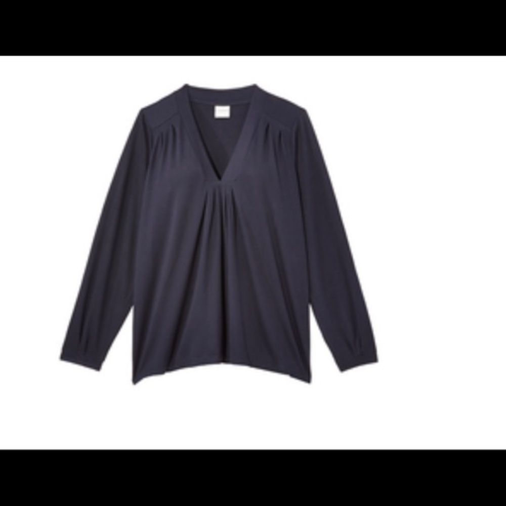 Junarose Navy Ruched Vneck Top